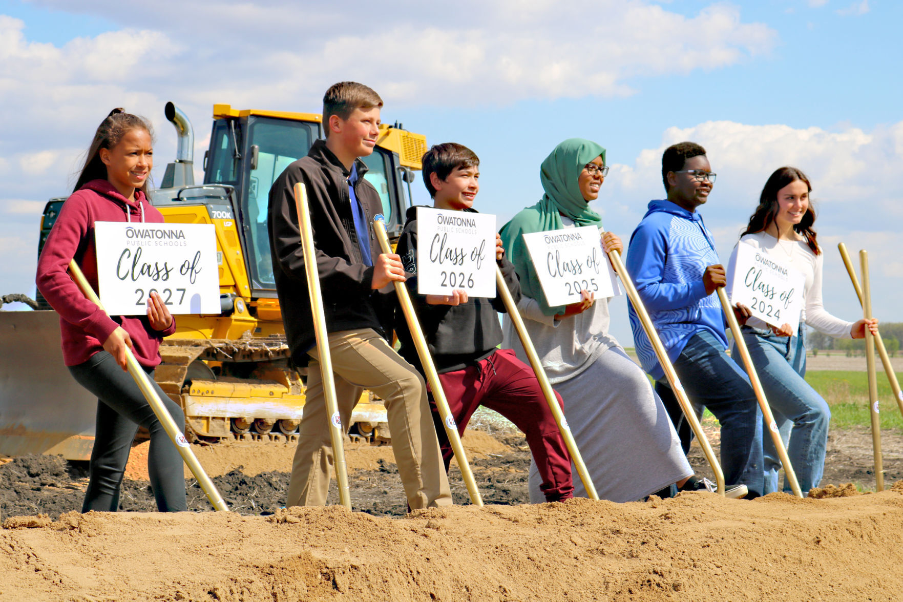 Students at groundbreaking